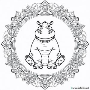 kolorowanka mandala hipopotam