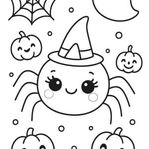 kolorowanka halloween kawaii pająk
