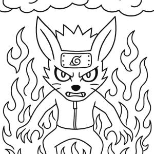 Ausmalbild Naruto Kyubi-Modus