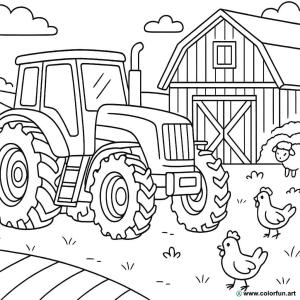 kolorowanka traktor i farmę