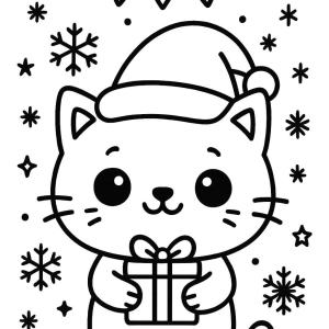 kolorowanka kot kawaii święta