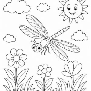 coloriage libellule jardin