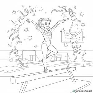 kolorowanka gimnastyczna belka olimpijska