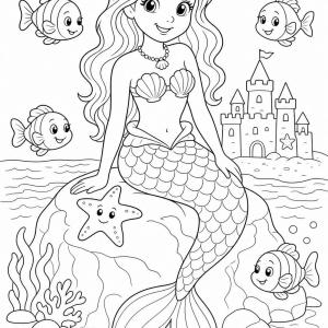 coloriage sirène petite fille