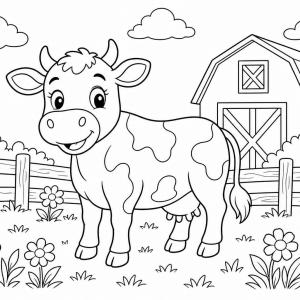 coloriage vache et ferme
