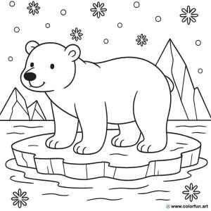 kolorowanka niedźwiedzia polarnego w śniegu