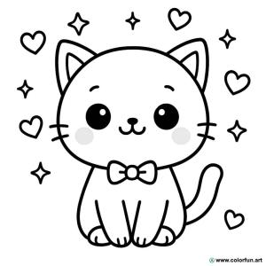 kolorowanka emoji kawaii kotek uroczy
