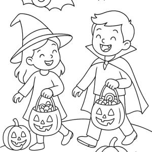 kolorowanka rysunek halloween cukierek albo psikus