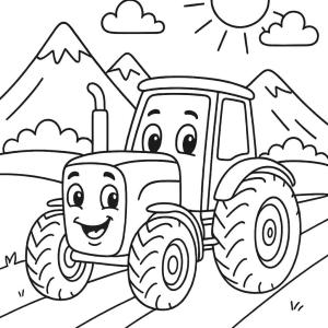 kolorowanka traktor na drodze