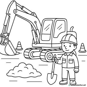 kolorowanka maszyna budowlana robotnik