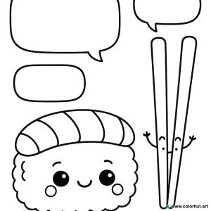 kolorowanka kawaii jedzenie sushi