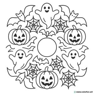 kolorowanka mandala halloween inspirująca