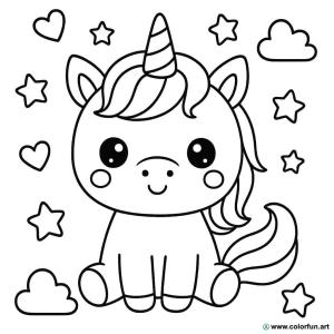 kolorowanka emoji kawaii jednorożec uroczy