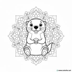 kolorowanka wydra mandala