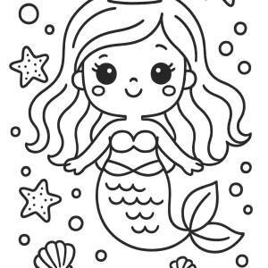 kolorowanka księżniczka kawaii syrenka