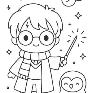 kolorowanka harry potter kawaii magia i czary