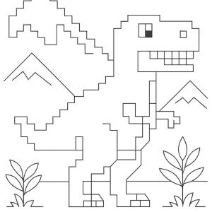 kolorowanka pixel art dinozaury