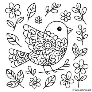 kolorowanka ptak mandala natura