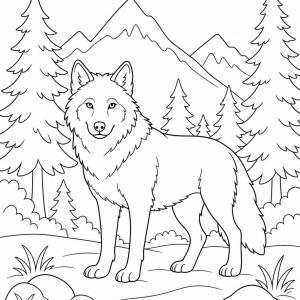 dibujo para colorear lobo sencillo