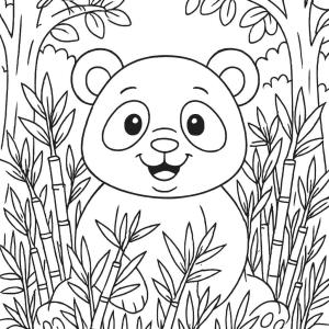 kolorowanka panda w lesie