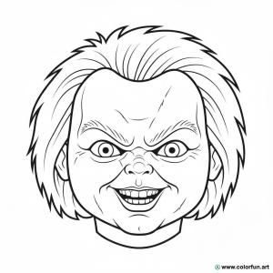 disegno da colorare chucky volto spaventoso