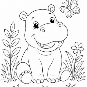 dibujo para colorear hipopótamo simple