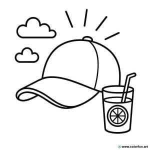 dibujo para colorear gorra verano