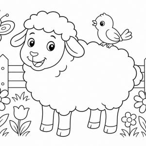 coloriage mouton jardin