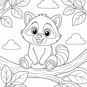 dibujo para colorear mapache bebé