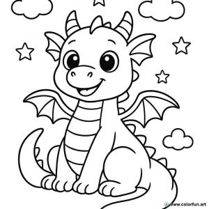dibujo para colorear dragón niño