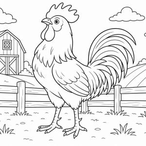 coloriage coq de ferme