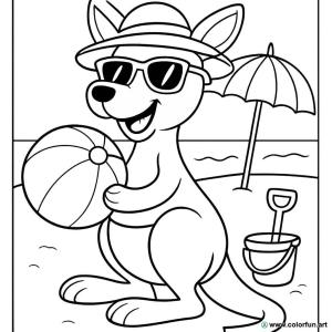 kolorowanka kangur na plaży