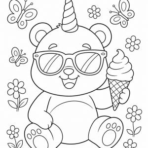 coloriage panda licorne été