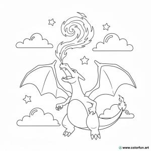 kolorowanka Charizard płomień