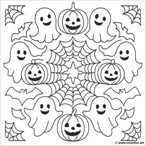 kolorowanka mandala halloween z duchami