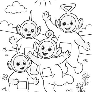 kolorowanka teletubbies w ogrodzie