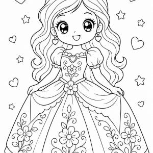 coloriage princesse kawaii couronne brillante