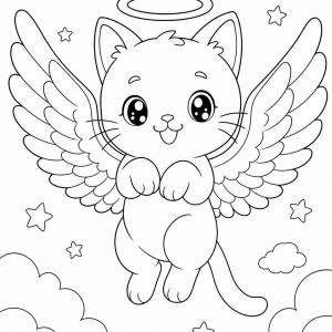 kolorowanka kot kawaii anioł