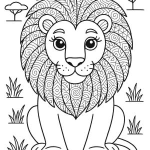 kolorowanka lew zentangle