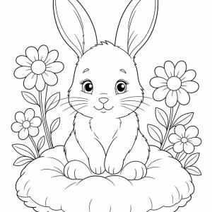 coloriage bébé animal lapin câlin