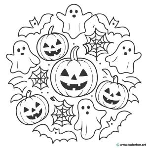 kolorowanka mandala halloween w tematyce