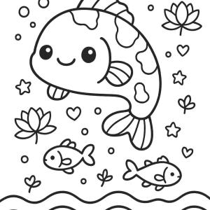 kolorowanka japońska kawaii karpie koi