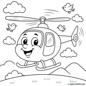 kolorowanka helikopter kreskówkowy