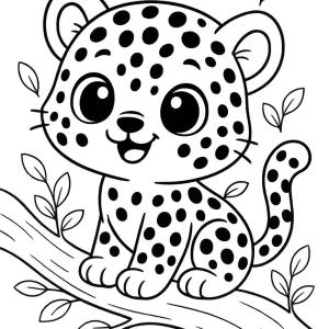kolorowanka leoparda kawaii
