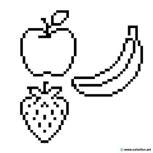 kolorowanka pixel art owoce