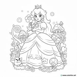 urocza kolorowanka księżniczki Peach