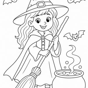 disegno da colorare strega cappello appuntito