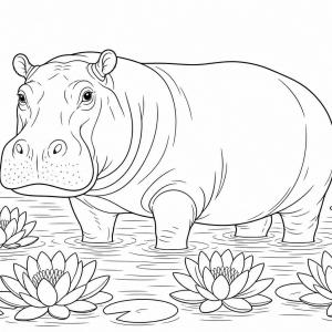 dibujo para colorear hipopótamo realista