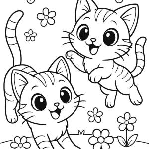 Ausmalbild von Manga-Katzen