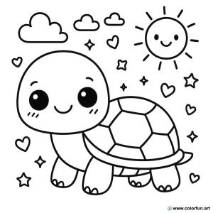 kolorowanka żółw kawaii